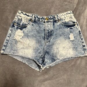 Refuge Acid Wash Distressed Jean Shorts